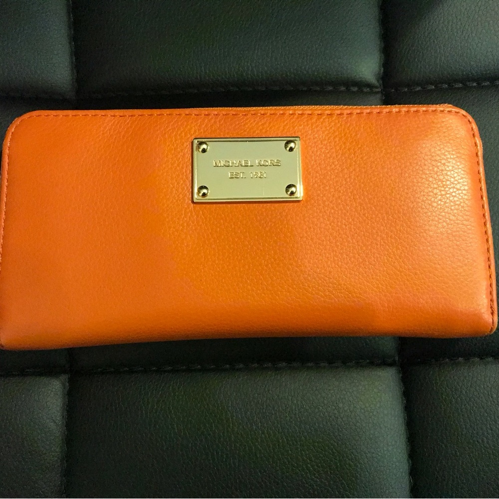 Michael Kors, Orange, Leather, Wallet
